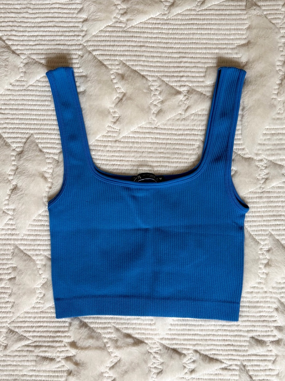 Zara Blue Ribbed Crop Top